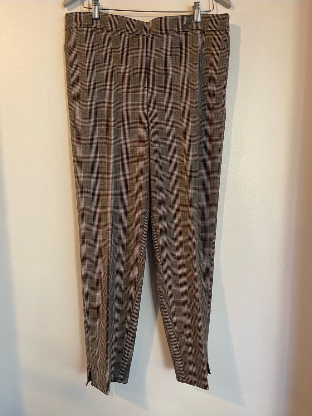 Ardene Brown Plaid Ankle Slit Trousers Dress Pants Size 14
